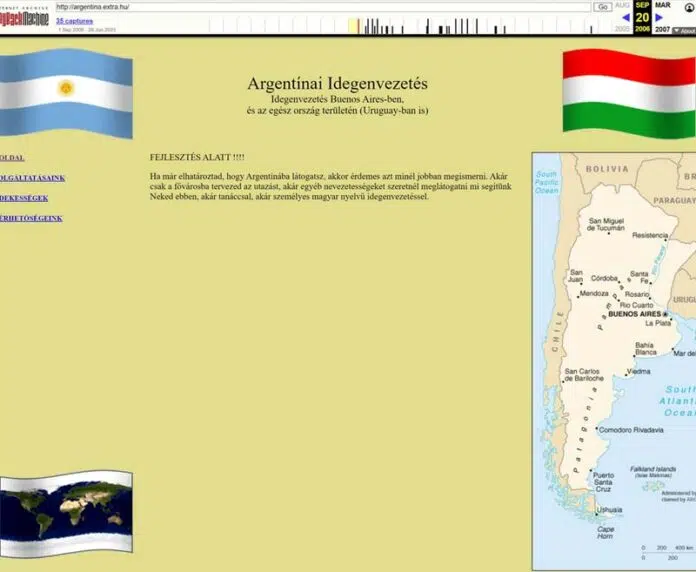 2006. szeptemberében elindul az első weblapunk argentina.extra.hu címen